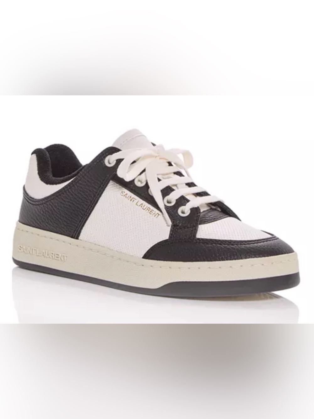 Saint Laurent YSL SL/61 Black and White Low-Top Leather & Canvas Sneaker